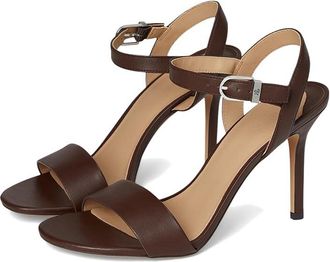 Lauren Ralph Lauren Gwen Nappa Leather Sandals Womens Wedge Shoes Dark Hickory : 9.5 B - Medium