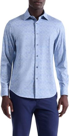 Bugatchi James OoohCotton Optical Illusion Print Button-Up Shirt in Air Blue at Nordstrom, Size Xx-Large