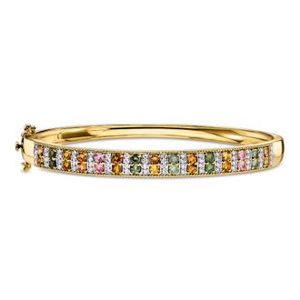 Ross-Simons Multicolored Tourmaline and. Lab-Grown Diamond Bangle Bracelet in 18kt Gold Over Sterling