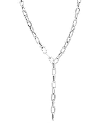 Chloe and Madison Chloe And Madison Silver Paperclip Lariat Necklace