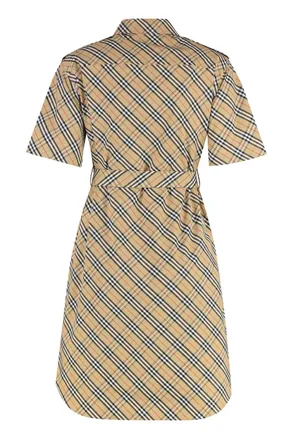 Burberry Check Cotton Shirtdress Dress - Beige