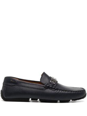 Bally logo-plaque round-toe loafers - Black