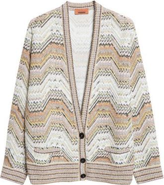 Missoni Metallic Zigzag Sequin Cardigan in Beige Multi at Nordstrom, Size X-Small