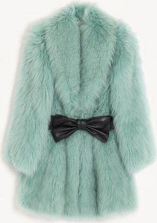 Valentino Cappotto In Capra Cashmere Donna VERDE ACQUA/NERO 40