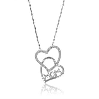 Vir Jewels 1/12 cttw Lab Grown Diamond MOM Pendant Necklace in Sterling Silver with Chain For Women