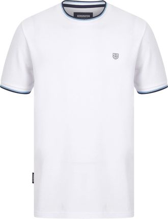 Kensington Eastside Mens Westmoor Cotton Jersey Crew Neck Ringer T-Shirt Bright White
