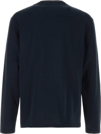 Jil Sander Mens Logo-Print Cotton T-Shirt Navy