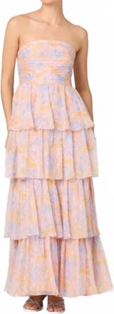 Astr Anisha Tiered Maxi Dress In Orange Lavender