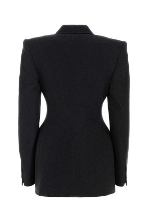 Balenciaga Womens Hourglass Blazer Gray Cashmere Polyamide Cupro Blazers