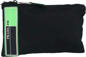 Prada Pre-owned Clutches, female, Black, Size: ONE SIZE Pre-owned Nylon Clutch