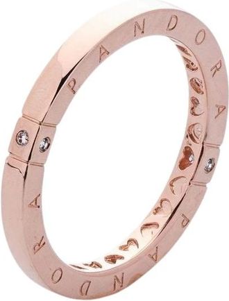 Pandora Logo And Hearts Ring - female - Pandora - Rings - Pink - 50 MM - Accessories