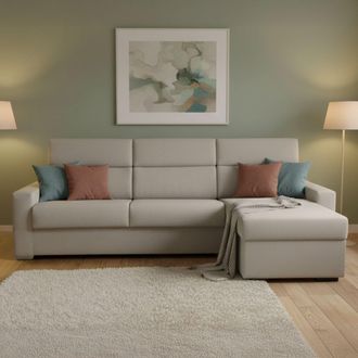 Dmora Sof&aacute; Cama Con Chaiselongue Pusiano, Desenfundable, Con Almacenaje Made In Italy, Hidr&oacute;fugo, Multiuso Transformable, 280x160 Cm