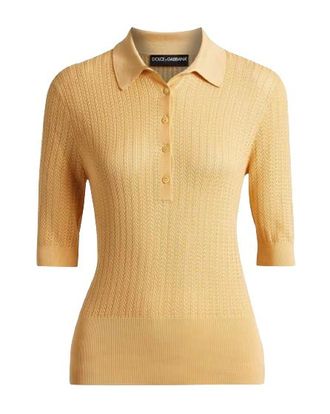 Dolce & Gabbana Yellow Crocheted silk top Size XS