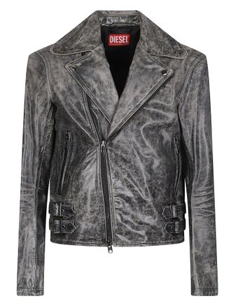 Diesel L-Eon Cjcm Distressed Leather Biker Jacket