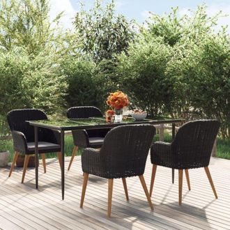 vidaXL Juego De Comedor De Jard&iacute;n 5 Piezas Con Cojines Negro Vidaxl