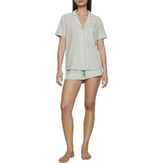 Eberjey Nautico Stripe Short Sleeve Shirt & Shorts Pajamas in Regatta Stripe Seagr at Nordstrom, Size X-Small