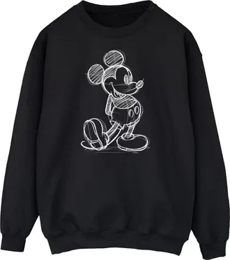 Disney Heren Mickey Mouse Sketch Kick Sweatshirt (Zwart)