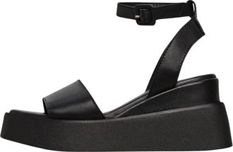Cesare Gaspari Leren Plateausandalen - Dames - Sleehakken - Zwart - 38 EU - Leer - Schoenen