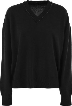Fabiana Filippi V-Neck Sweater With Sequined Neckline