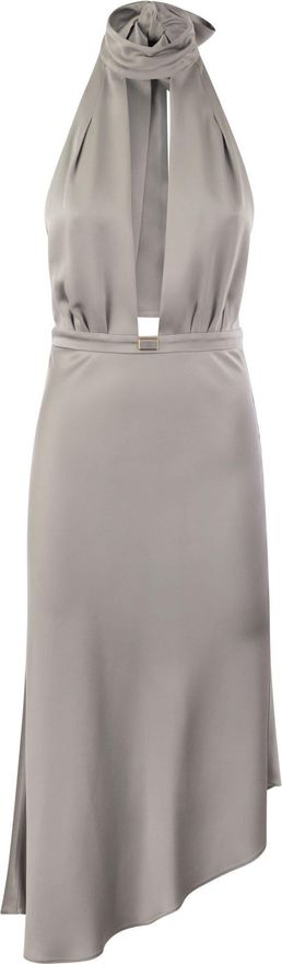 パーティードレス ELISABETTA FRANCHI Satin midi dress with asymmetric skirt Midi dress made of satin with asymmetric skirt | Elisabetta