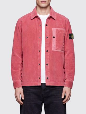 Stone Island Giacca a camicia in velluto con logo Compass