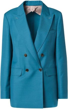 Max Mara Dubbelrijige Blazer - Dames - Blazers - Blauw - XS - Wol - Jassen