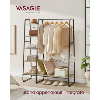 Appendiabiti Da Parete In Legno Paulonia | 6 Ganci | 100x40x3,5 Cm | Con Scritte Creative | Nero | Per Ingresso E Corridoio