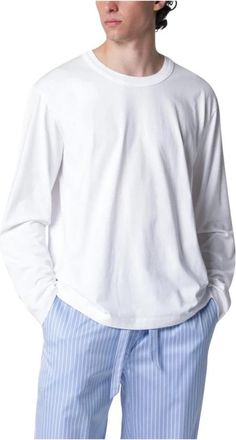 Tekla Long Sleeve Sleeping T-Shirt - Heren - Longsleeves - Wit - S - Katoen - Tops