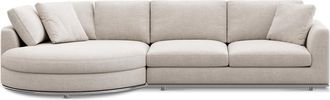 Castlery Hamilton Round Chaise Sectional Sofa Left Facing Customized, Performance Linen Weave, Light Grey, Castlery