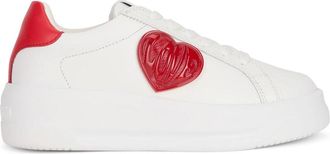 Love Moschino Sneakers met hart-motief en logo-embleem - Dames - Sneakers - Wit - 38 EU - Leer - Schoenen