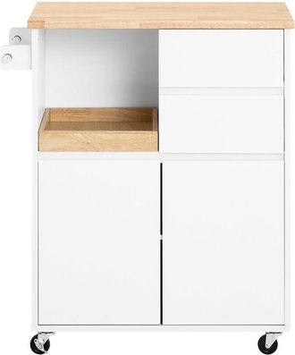 SoBuy Carrello cucina con 2 cassetti e 2 ante Carrello multiuso Bianco 72x40x84cm FKW123-WN - Sobuy