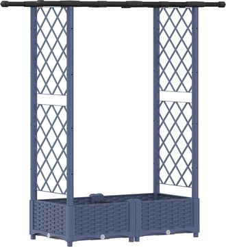 vidaXL Cama Elevada Con Trellis Y Techo Gris 122,5 X 40 X 121 Cm Pp Vidaxl