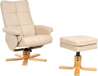 Beliani Beliani - Modern Recliner Office Chair Faux Leather Reclining Swivel Footstool Beige Epse