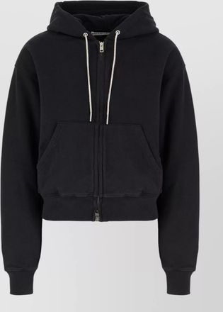 Alexander Wang cotton hooded sweatshirt drawstring ribbed cuffs hem