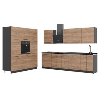 Vicco Cucina Componibile Fame-line, Rovere Dorato/antracite, 460 Cm, Pl Antracite, Vicco