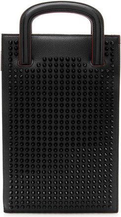 Christian Louboutin Black Leather Spiked Trictrac Portfolio Top Handle (Authentic Pre-Loved)