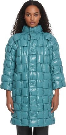 Bottega Veneta Sky Blue Quilted Mock Collar Jacket