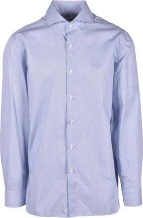LUIGI BORRELLI NAPOLI Overhemd - Heren - Casual Overhemden - Blauw - M - Katoen - Overhemden