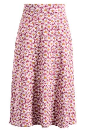 Seasalt Cornwall Floral Print Stretch Organic Cotton Skirt in Painted Asters Dark Freesia at Nordstrom, Size 10 Us