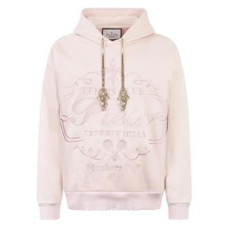 Philipp Plein Washed Hoodie Tennis Club Crystals - Dames - Hoodies - Roze - M - Katoen - Hoodies & sweatvesten