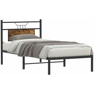 vidaXL Vidaxl - Bed Frame without Mattress Smoked Oak 90x190 cm Single Engineered Wood