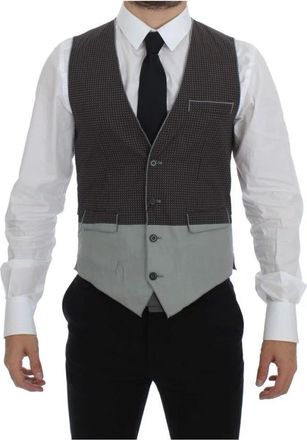 Dolce & Gabbana Polka Dot Gilet - Heren - Gillet - Grijs - S - Leer - Kostuums