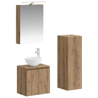 vidaXL Juego De Muebles De Ba&ntilde;o 4 Pcs Roble Artesanal Vidaxl