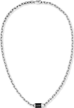 Calvin Klein Mens Medallion Logo Necklace - Metallic - OS