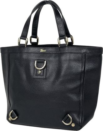 Gucci Black Leather Handbag Tote Bag (Pre-Owned)