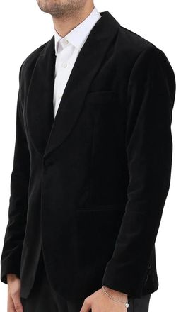 Selected Black Tailored Shawl Collar Cotton Velvet Blazer