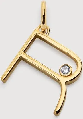 Monica Vinader Gold Solitaire Diamond Initial R Pendant Lab Grown Diamond