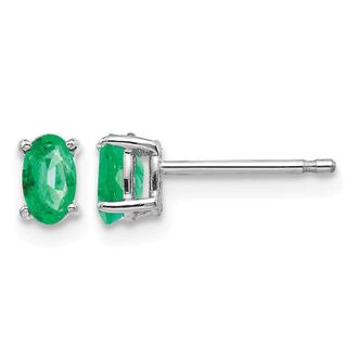 Diamond2Deal 14k White Gold Emerald Earrings