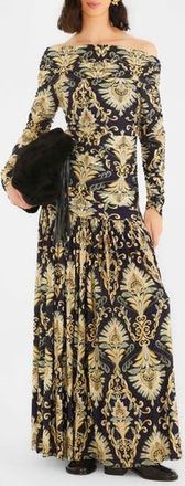 Farm Rio Wonderful Arabbesque Off the Shoulder Long Sleeve Maxi Cocktail Dress in Wonderful Arabesque at Nordstrom Rack, Size Xx-Small