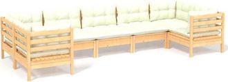 vidaXL Muebles De Jard&iacute;n 7 Piezas Cojines Madera De Pino Color Crema Vidaxl